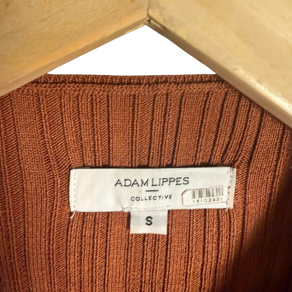 Adam Lippes Rust Ribbed Knit Side Button Long Sleeve Sweater Midi Dress Size S - Picture 10 of 16